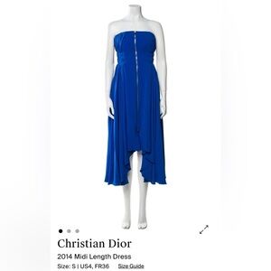 Christian  Dior Blue Strapless Dress